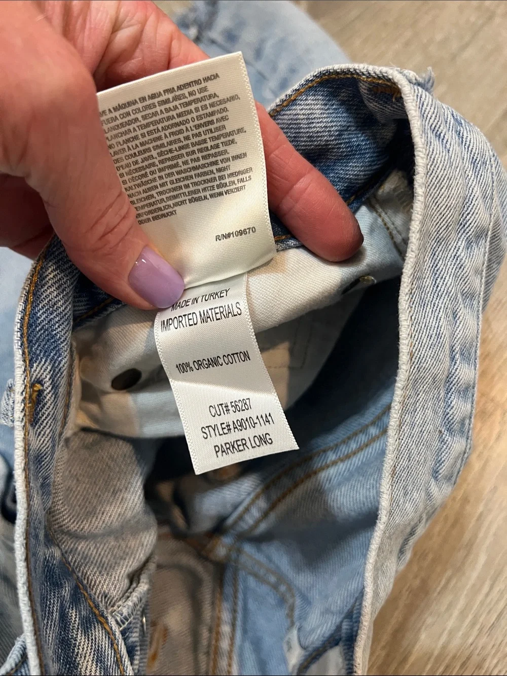 AGOLDE Parker Long Light Blue Distressed Denim Shorts size 30